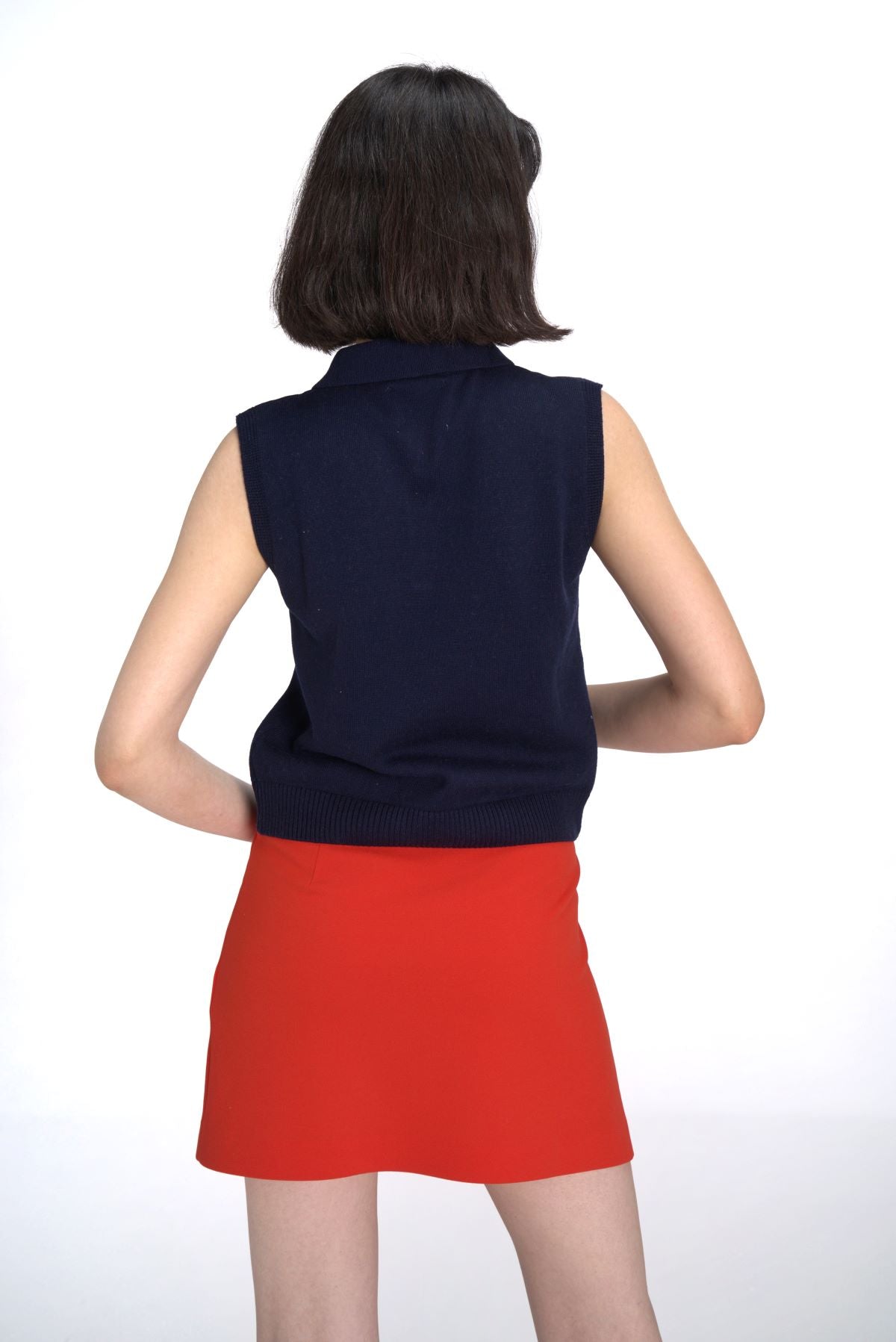 Sleeveless Polo Neck Sweater