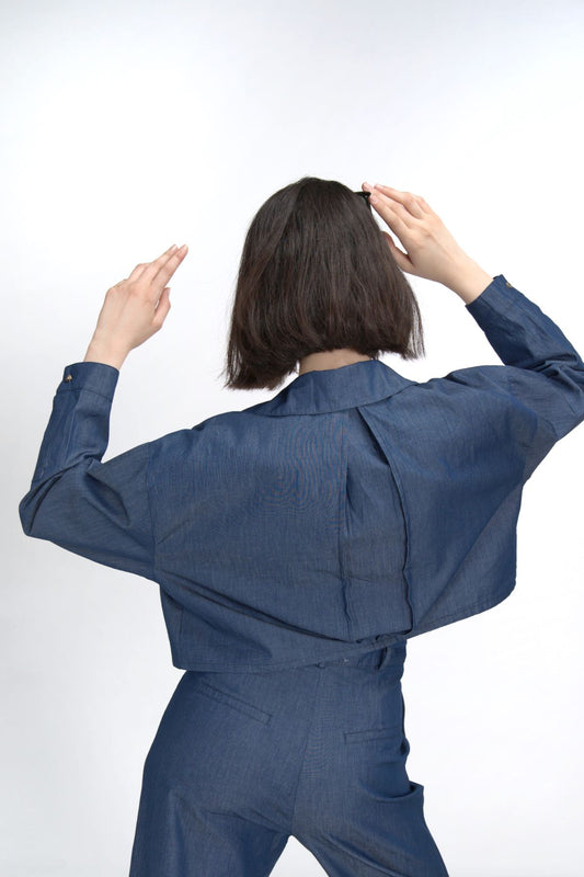 Crop Cut Denim Utility Shirt