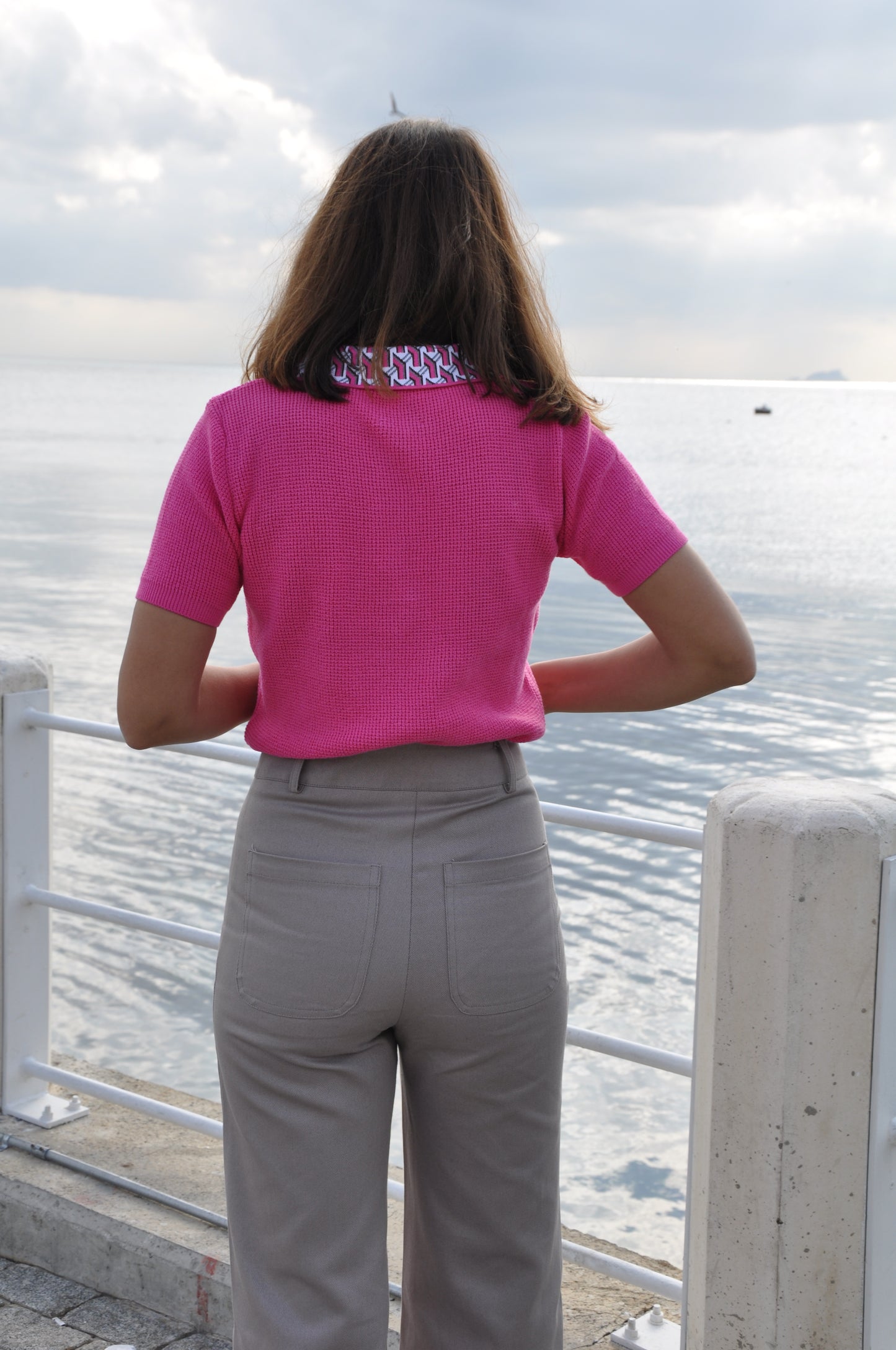 Polo Collar Retro Short Sleeve Sweater