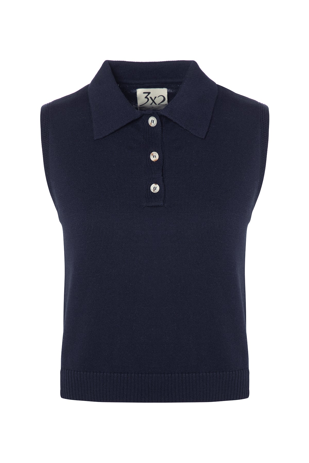 Sleeveless Polo Neck Sweater