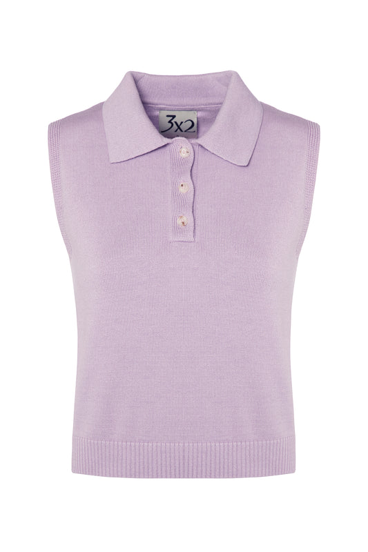 Sleeveless Polo Neck Sweater