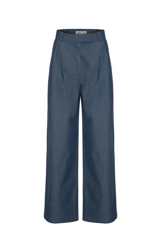 Denim Double Pleated Trousers
