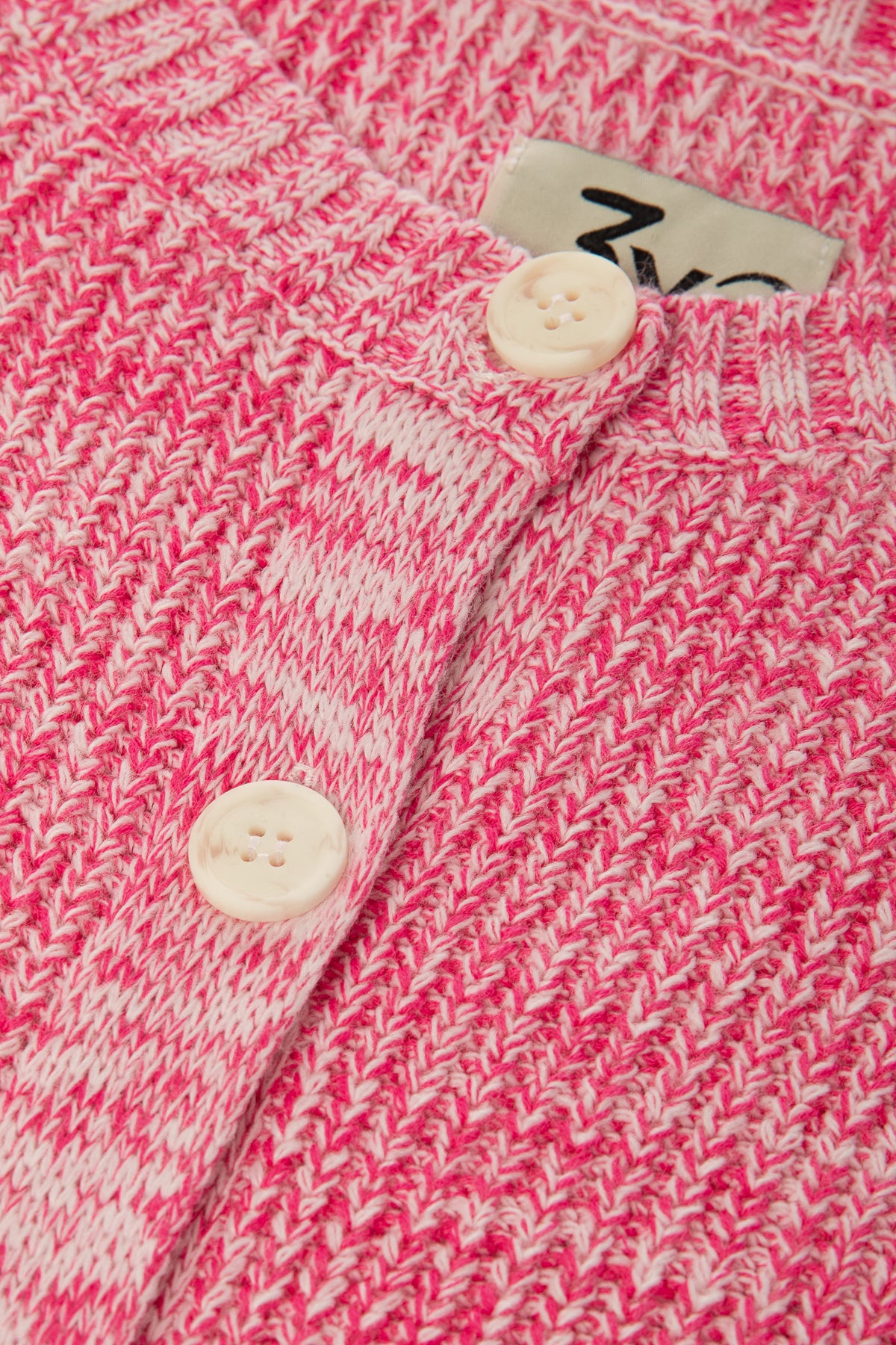 Pink Crew Neck Cotton Cardigan