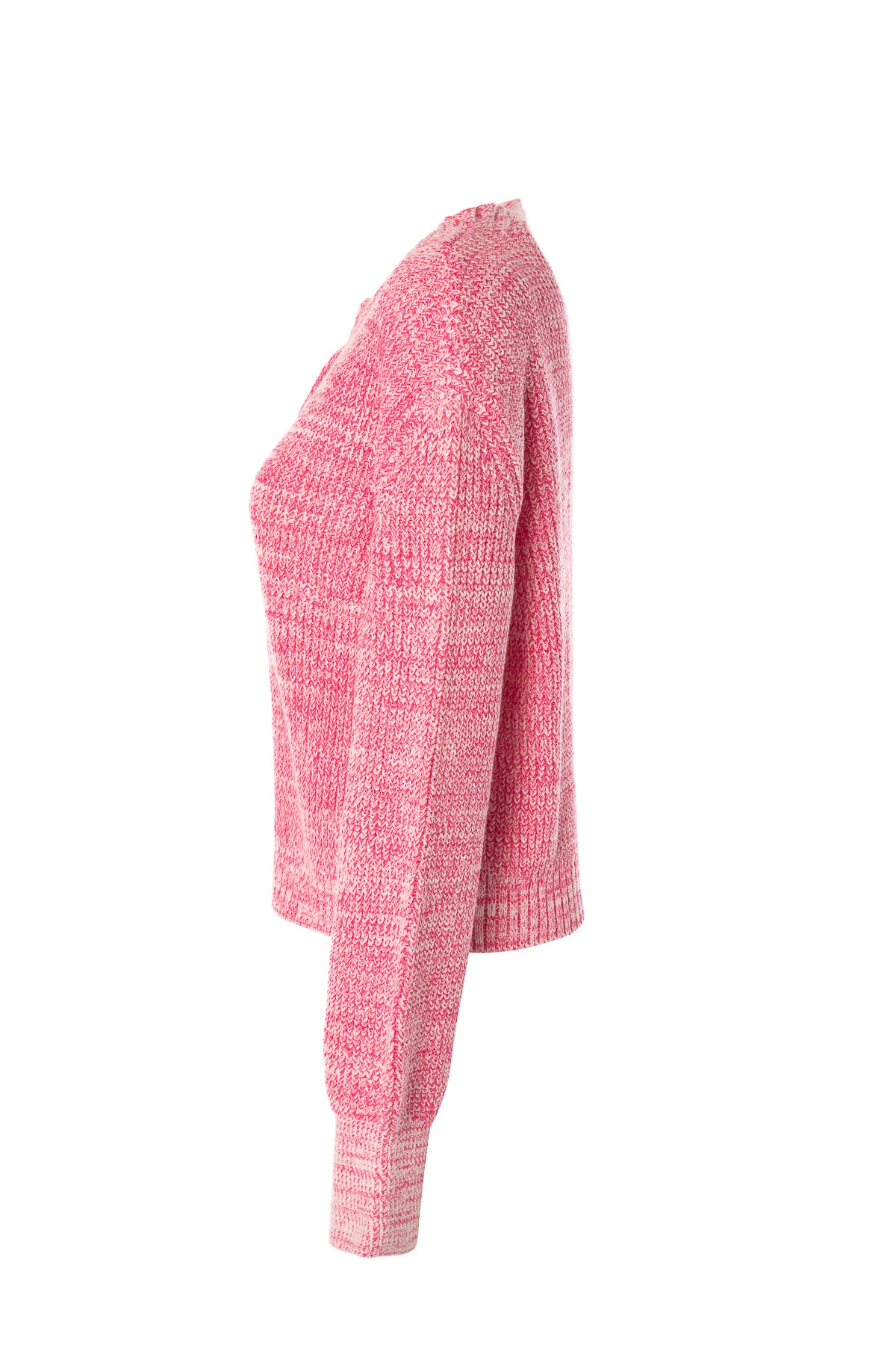 Pink Crew Neck Cotton Cardigan