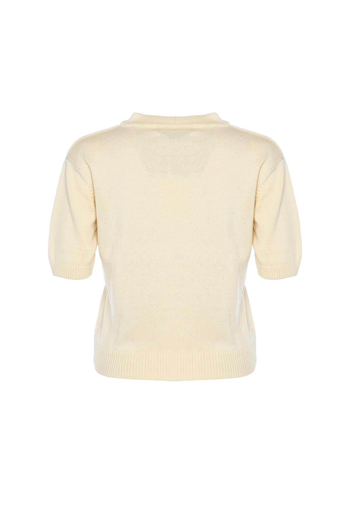 Dog Figured Short Sleeve Sweater