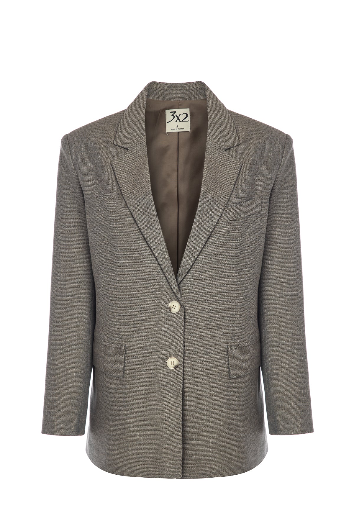 Vizon Rengi Dokulu Blazer Ceket