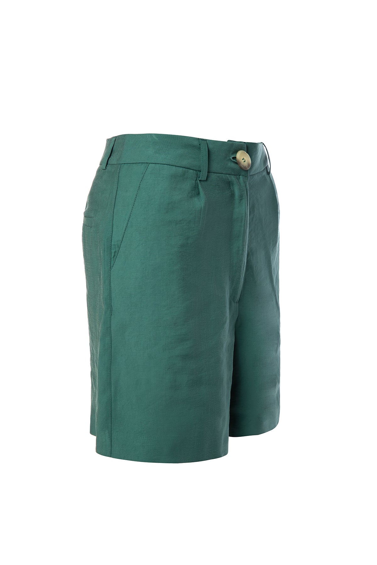 High Waist Pleated Green Shorts