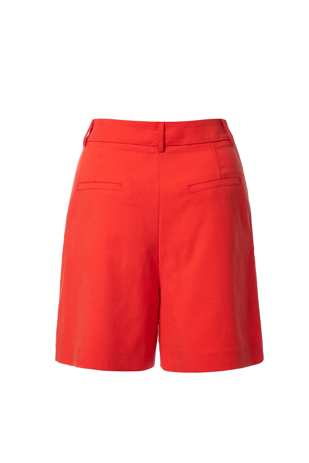 High Waist Pleated Red Shorts