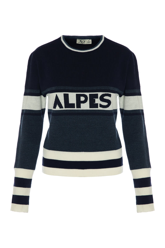 Alpes Blue Retro Knitwear Sweater