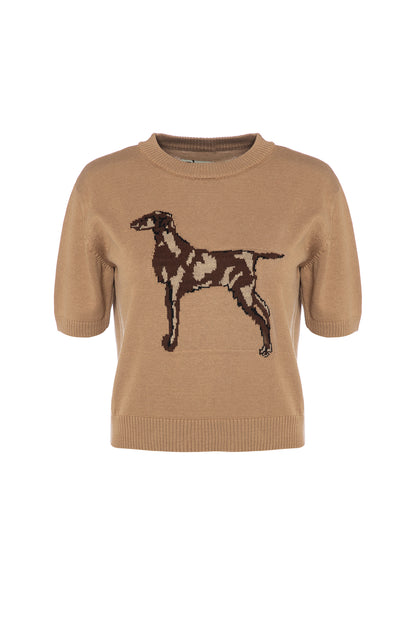 Dog Figured Short Sleeve Sweater