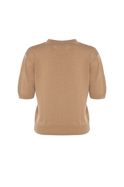 Dog Figured Short Sleeve Sweater